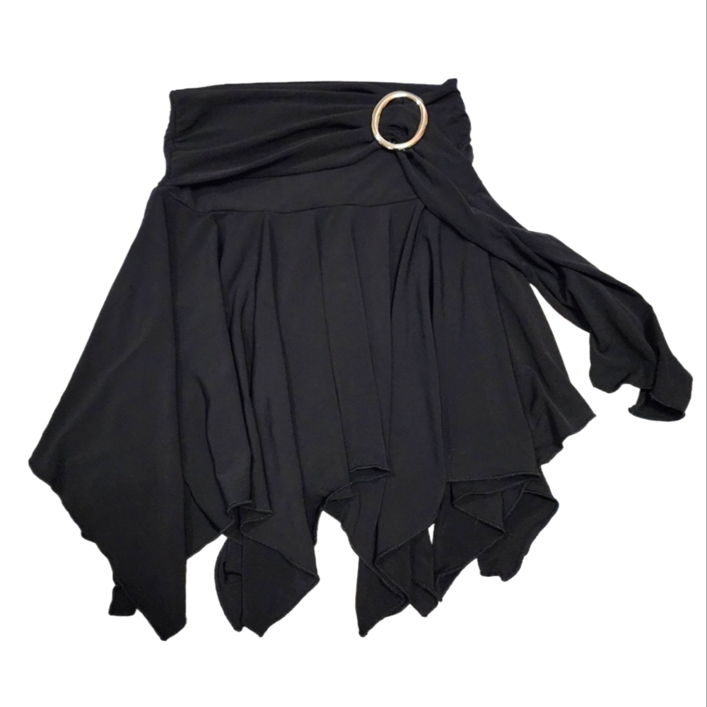 Vintage Womens Black Mariposa Hankerchief  Style Skirt Size Small
